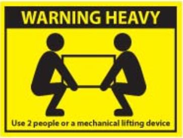 WARNING HEAVY - Use 2 people or mechanical lifting device 