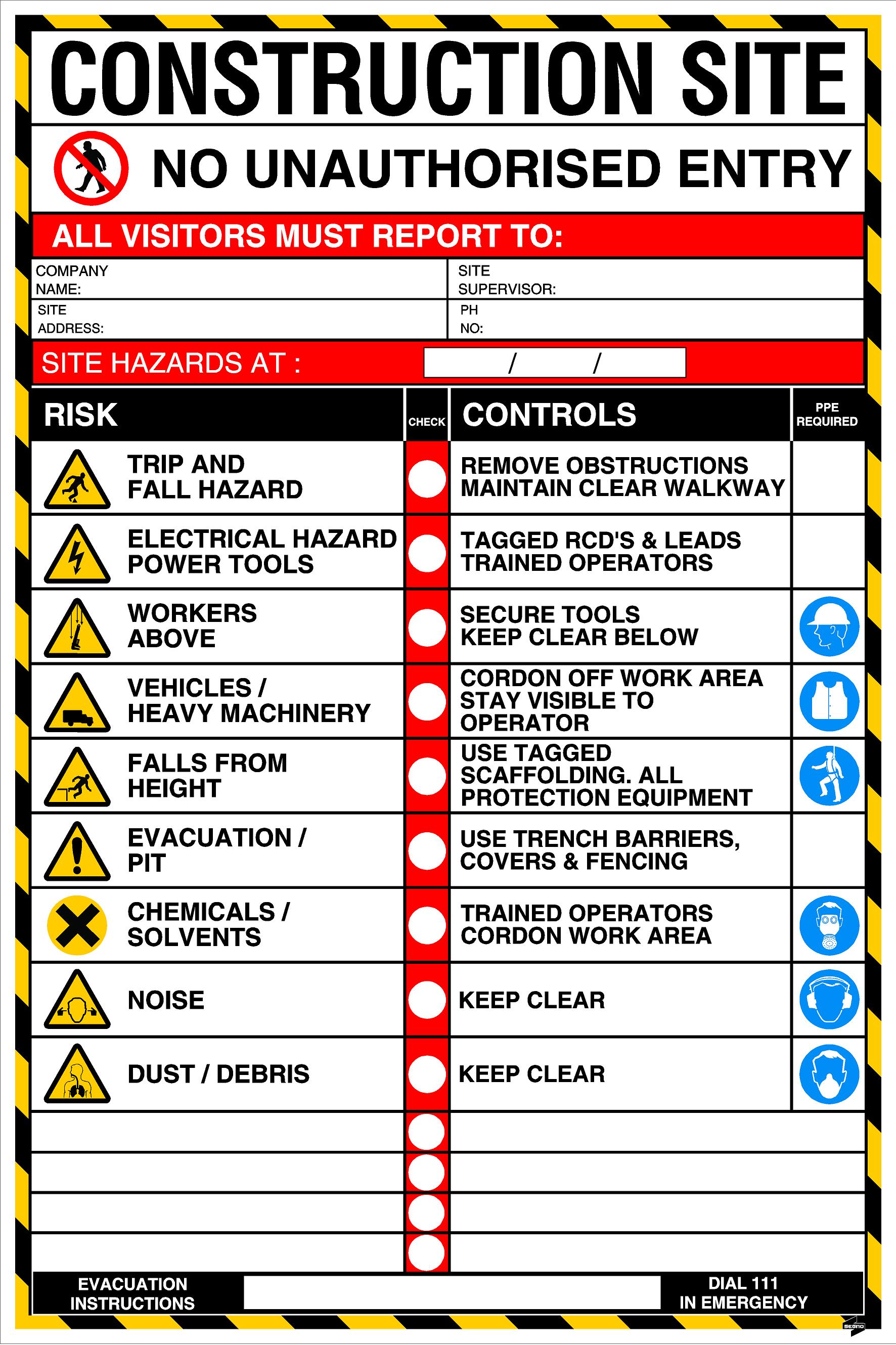 Construction Site Hazard Board